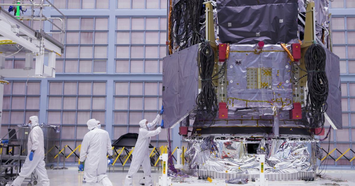 This image shows technicians installing two sunshields onto NASA's nearly complete Nancy Grace Roman Space Telescope (Cover Image Source: NASA | Sophia Roberts)