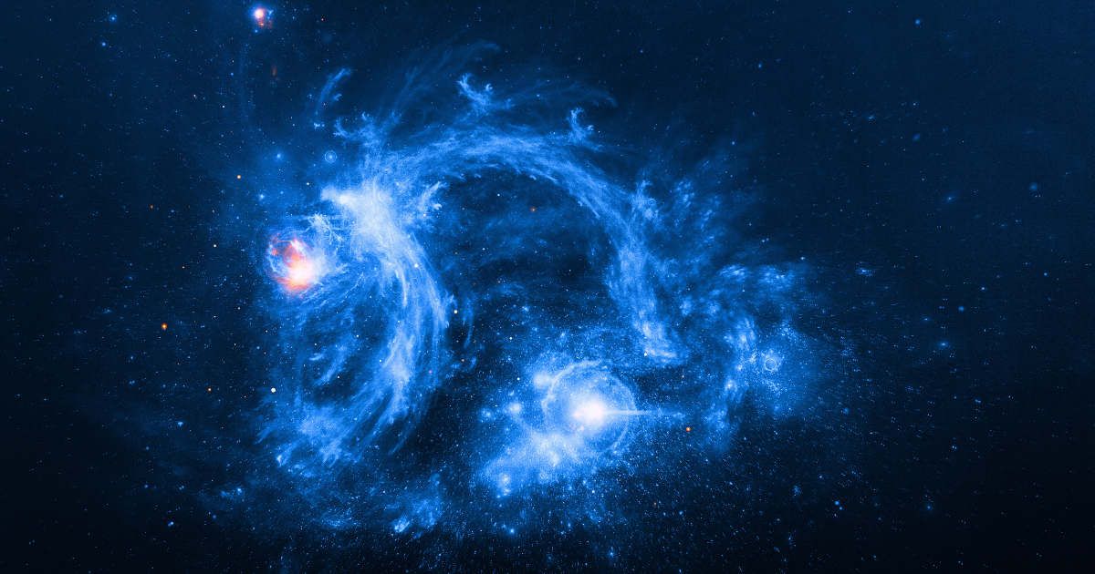 Abstract image of distant galaxies merging together. Entirely CGI-generated and generic. Edited by Starlust staff. (Representative Cover Image Source: Getty | gremlin)