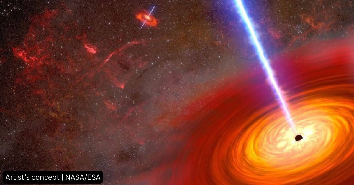 This is an artist's depiction of a pair of active black holes at the heart of two merging galaxies (Representative Cover Image Source: NASA/ESA | Joseph Olmsted)