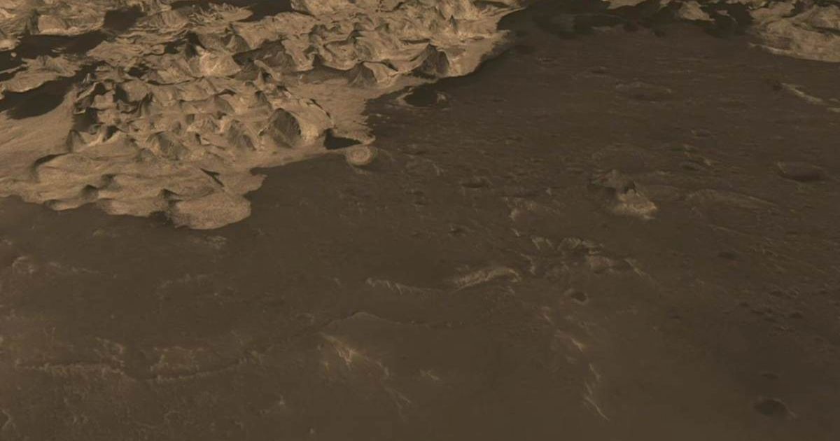 This image from NASA Mars Reconnaissance Orbiter MRO is part of simulated flyover showing rhythmic layers of sedimentary rock inside Becquerel crater on Mars (Cover Image Source: NASA Image and Video Library | NASA)