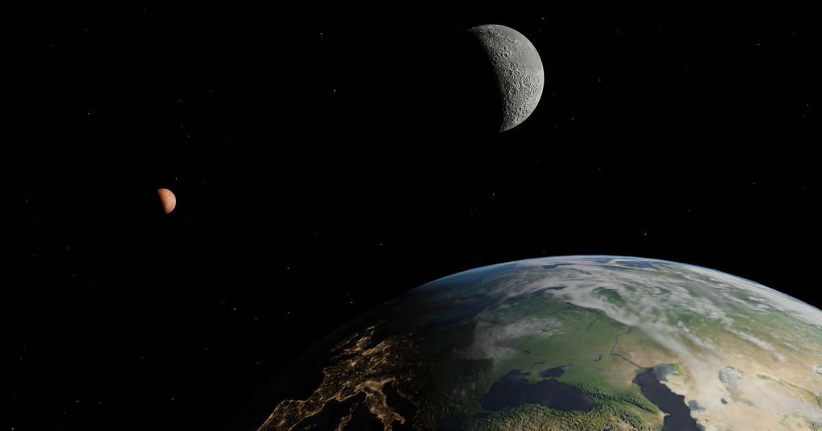 Close-up Earth view with Moon and Mars in view (Representative Cover Image Source: Getty | MASTER)