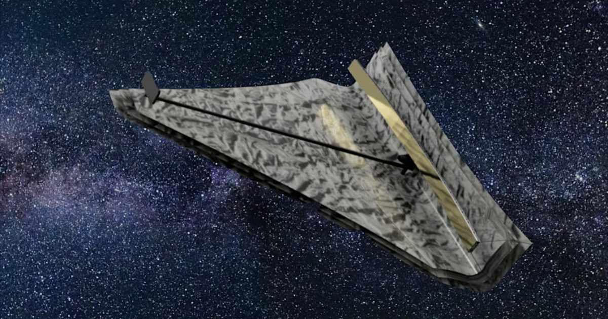 Concept design for a rectangular space telescope, modeled after the Diffractive Interfero Coronagraph Exoplanet Resolver (DICER), a notional infrared space observatory, and the JWST (Cover Image Source: Rensselaer Polytechnic Institute | Leaf Swordy)