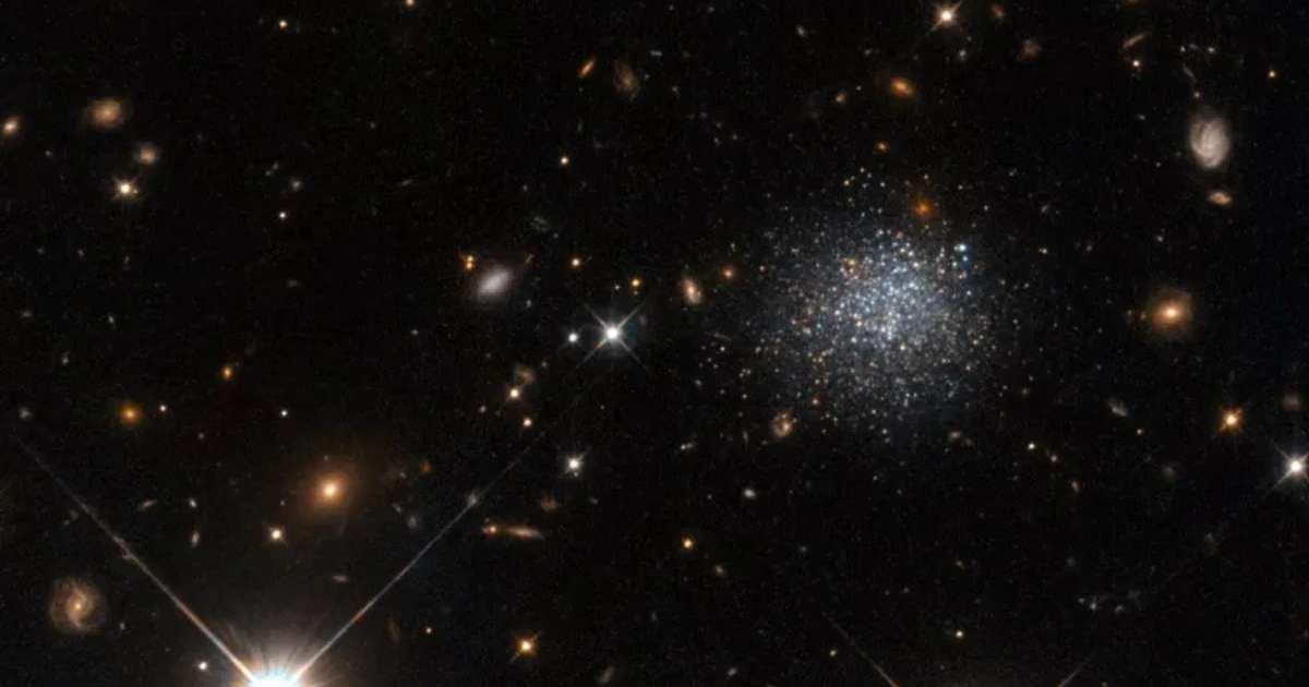 The fuzzy collection of stars seen in this NASA/ESA Hubble Space Telescope image forms an intriguing dwarf galaxy named LEDA 677373, located about 14 million light-years away from us (Representative Cover Image Source: ESA/Hubble & NASA)