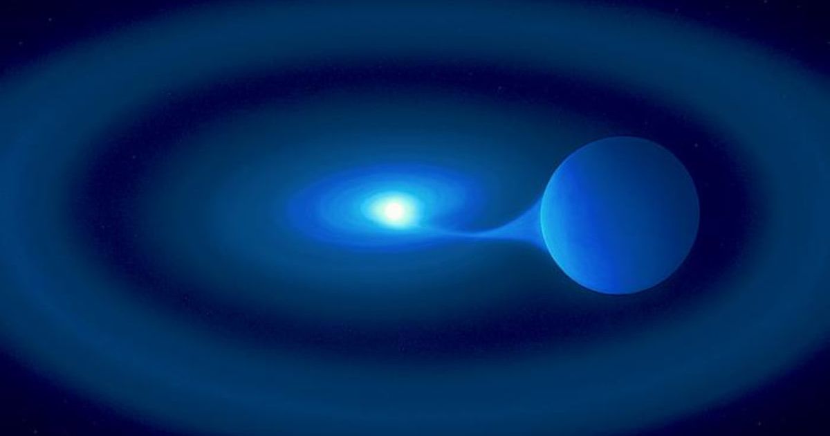 Double star V Sagittae - 10,000 light years from earth - is burning bright because greedy white dwarf is gorging on its larger twin (Cover Image Source: University of Southampton)