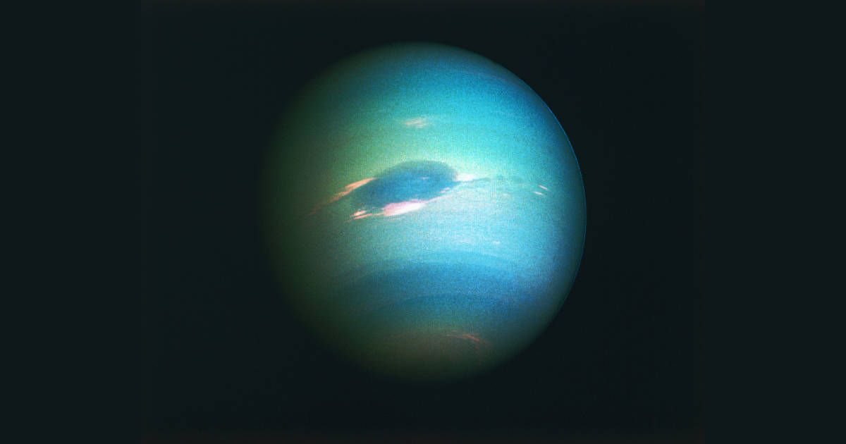 False color composite photograph of Neptune, produced from images taken by Voyager 2 in 1989. (Cover Image Source: Getty Images | Photo by © CORBIS)