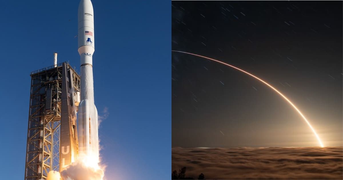 (L) A United Launch Alliance (ULA) Atlas V rocket lifts off from Space Launch Complex-41 on Sept. 25 (R) Falcon 9 launches 24 Starlink satellites from California (Cover Image Source: Left image by ULA via Flickr and right image by SpaceX via X)
