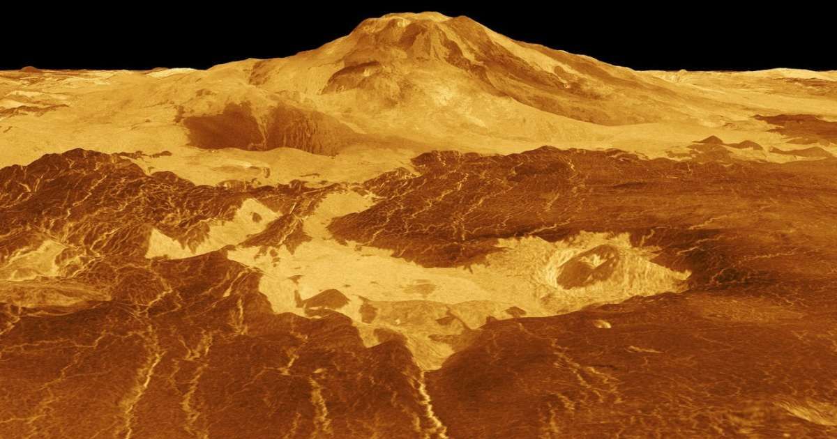 This computer-generated 3D model of Venus’ surface shows the summit of Maat Mons, the volcano that is exhibiting signs of activity (Cover Image Source: NASA/JPL)