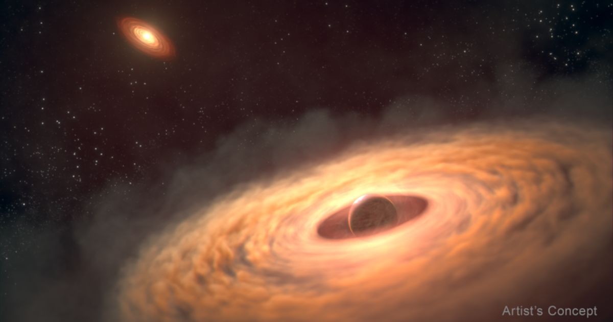 An artistic rendering of a dust and gas disk encircling the young exoplanet, CT Cha b, 625 light-years from Earth (Cover Image Source: NASA, ESA, CSA, STScI | Gabriele Cugno)