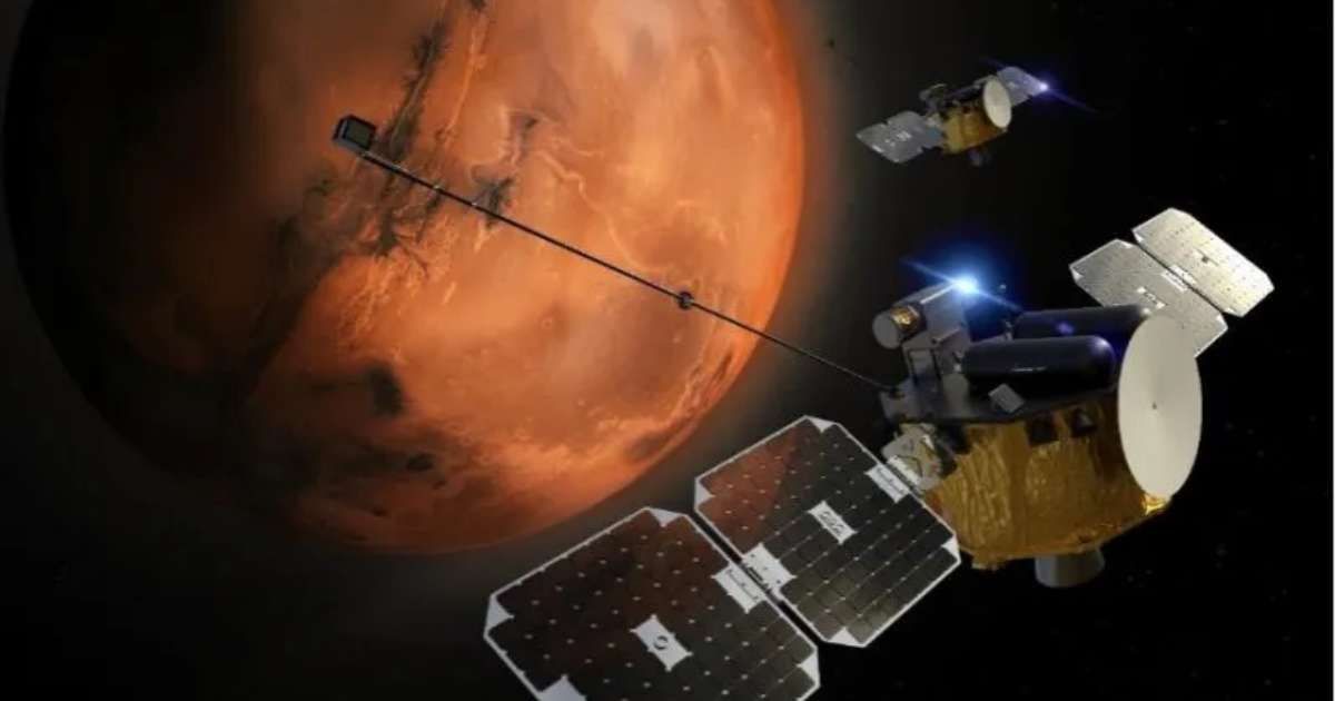 Illustration of the ESCAPADE spacecraft in orbit around Mars (Representative Cover Image Source: Rocket Lab USA/UC Berkeley)