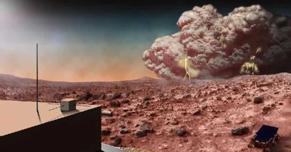 This artist's concept illustrates a Martian dust storm, which might also crackle with electricity (Representative Cover Image Source: NASA)