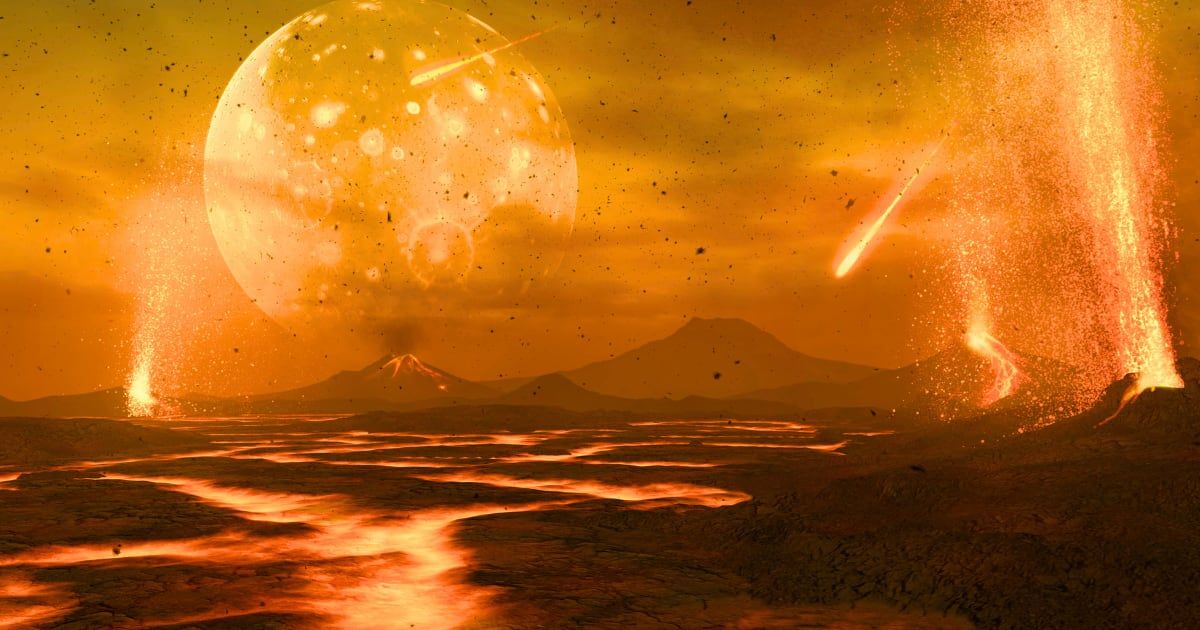 Animation of an exoplanet in the process of formation. We view the newborn world from its troubled surface, a sea of lava dotted with volcanoes spewing more lava and smoke into the atmosphere. (Representative Cover Image Source: Getty | MARK GARLICK)