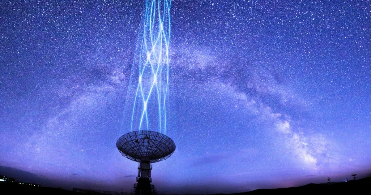 A stock image of a radio telescope in a sunset. (Cover Image Source: Getty Images| honglouwawa)