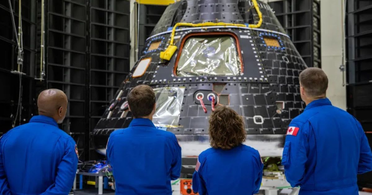 The four astronauts of the Artemis II mission take a look at the Orion spacecraft. (Cover Image Source: NASA)