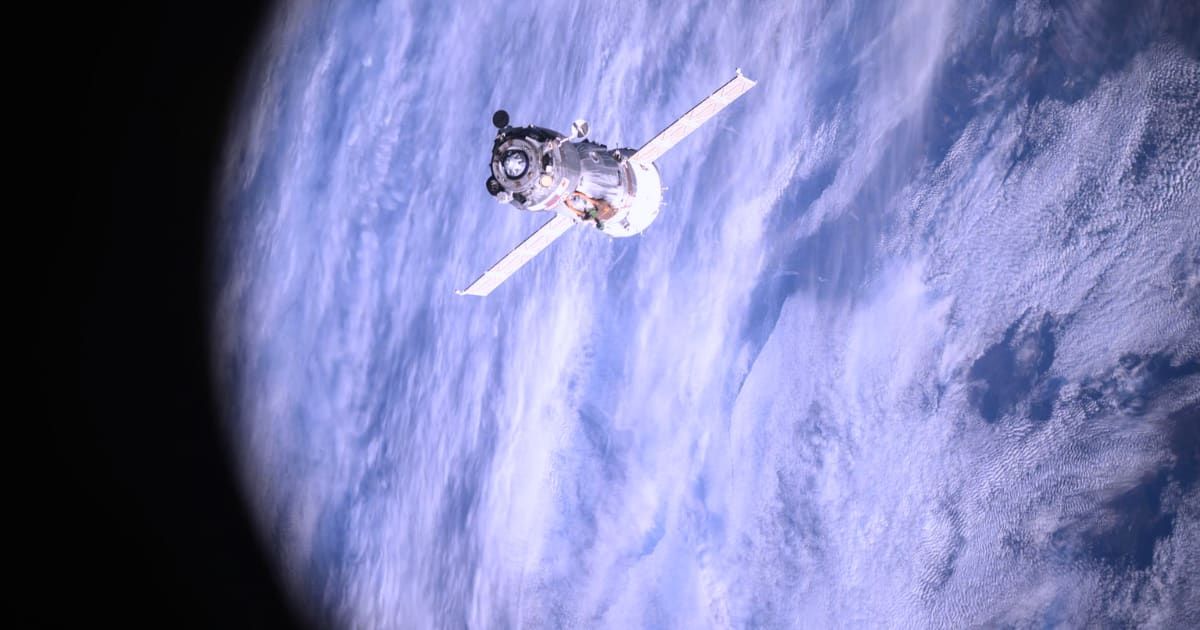 The Soyuz MS-26 spacecraft is pictured backing away from the International Space Station shortly after undocking from the Rassvet module on April 19, 2025. (Cover Image Source: NASA)