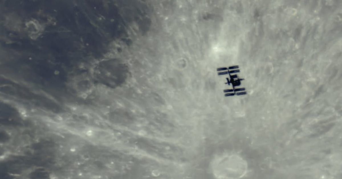 Charline Giroud's image of ISS lunar transit on Jan 3, 2026, at 61.88°, the image was taken from Enstone (UK) at 23:57:27 (UTC) (Cover Image Source: Instagram | @charline.giroud_astro)