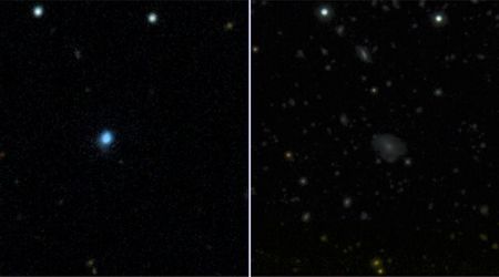 Radio observatories detect hidden gas shielding record-breaking space blast