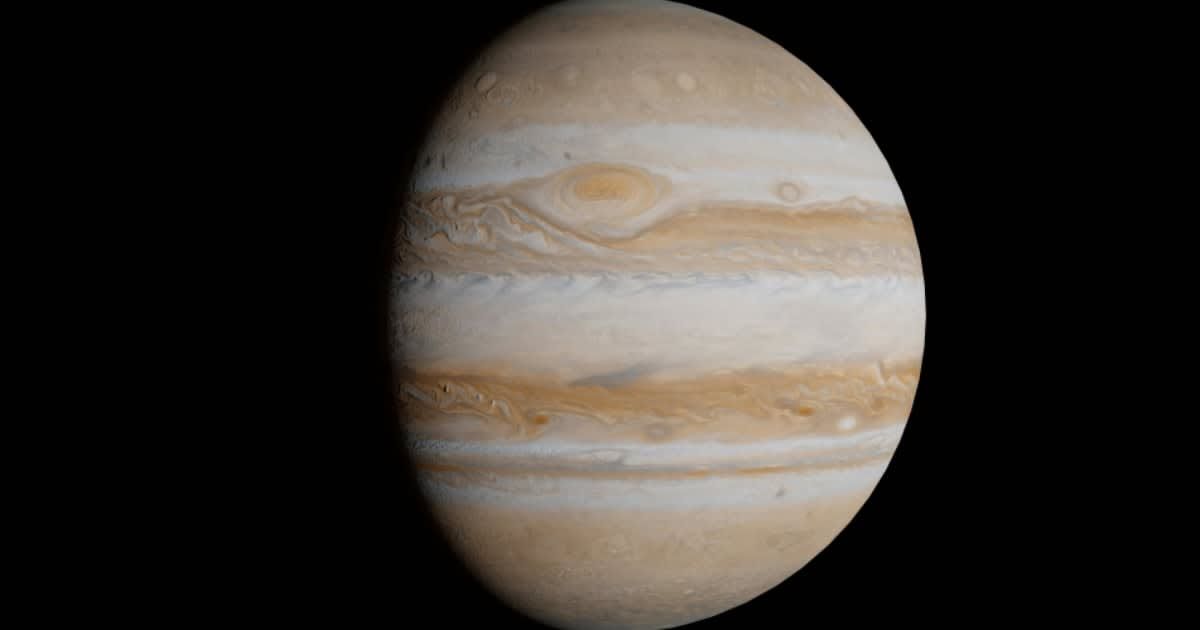 Planet Jupiter with its distinct bands of atmospheric gases streaming across the surface with turbulent flow. The Great Red Spot is visible towards the center. (Representative Image Source: Pexels | Zelch Csaba)