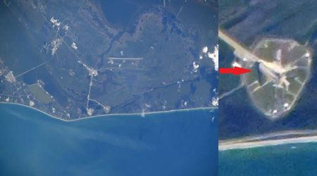 NASA astronaut photographs Artemis II SLS rocket from International Space Station