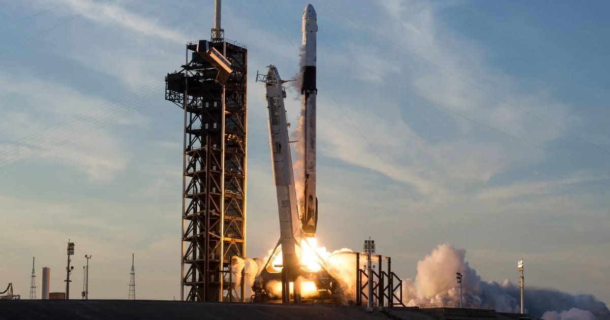 SpaceX Falcon 9 rocket carrying Dragon spacecraft, launched on NASA’s SpaceX Crew-10 mission to the ISS. (Representative Image Source: NASA | Aubrey Gemignani)