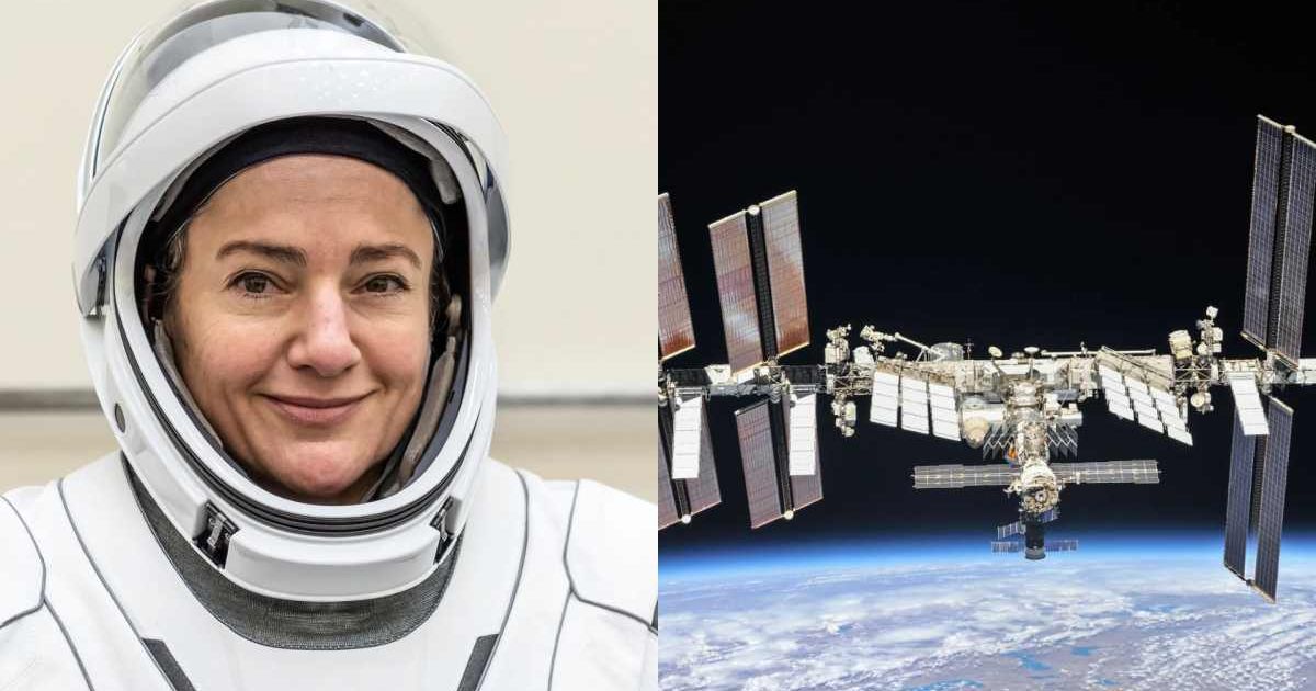 (Left) NASA astronaut  Jessica Meir is photographed in her SpaceX pressure suit. (Cover Image Source: SpaceX). (Right) The International Space Station is seen with Earth in the background. (Cover Image Source: NASA)