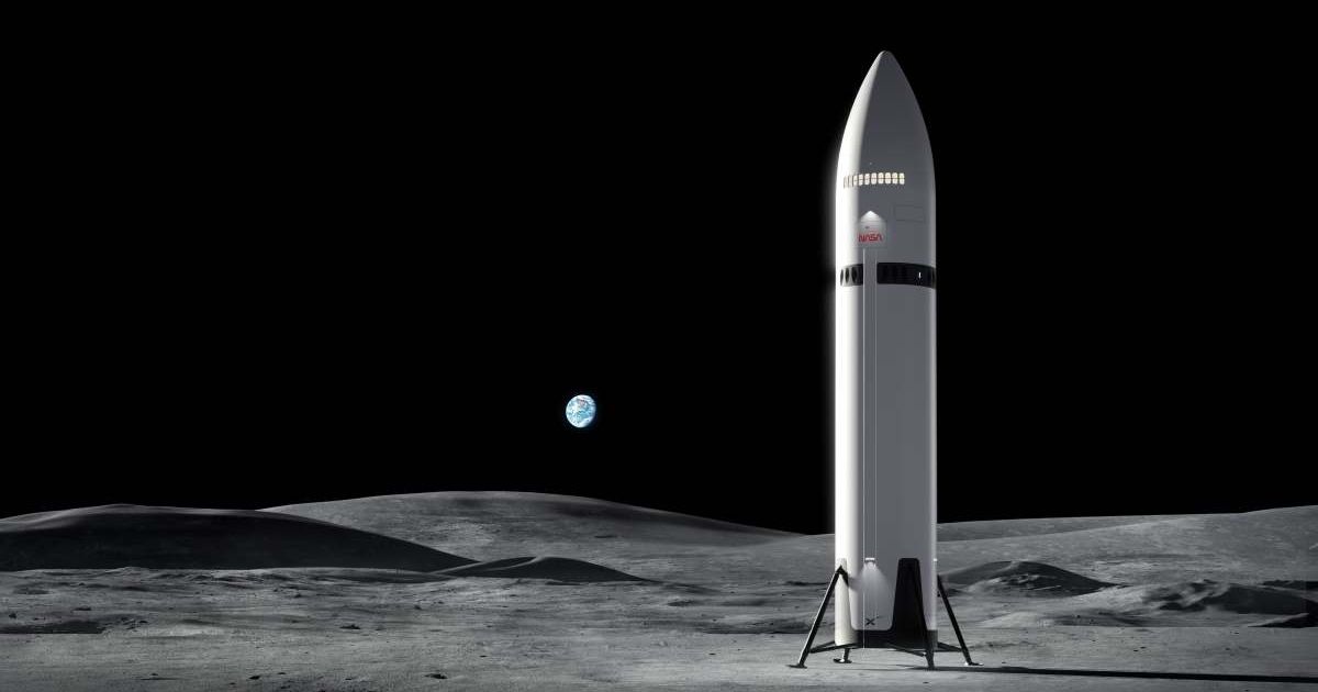 Artist’s impression depicting  SpaceX’s Starship HLS on the Moon for NASA Artemis III (Representative Image Source: NASA Image and Video Library | NASA)