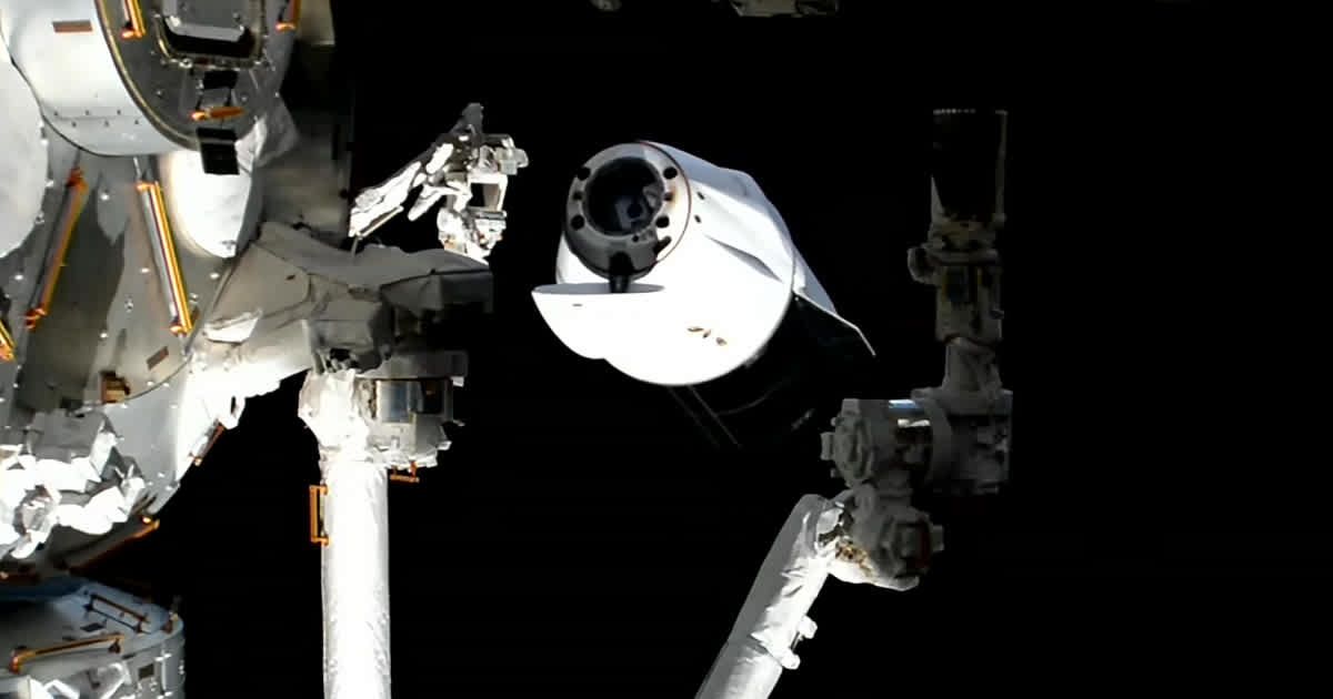 A SpaceX Dragon backs away from the ISS’ forward-facing port of Harmony module. (Cover Image Source: NASA+)