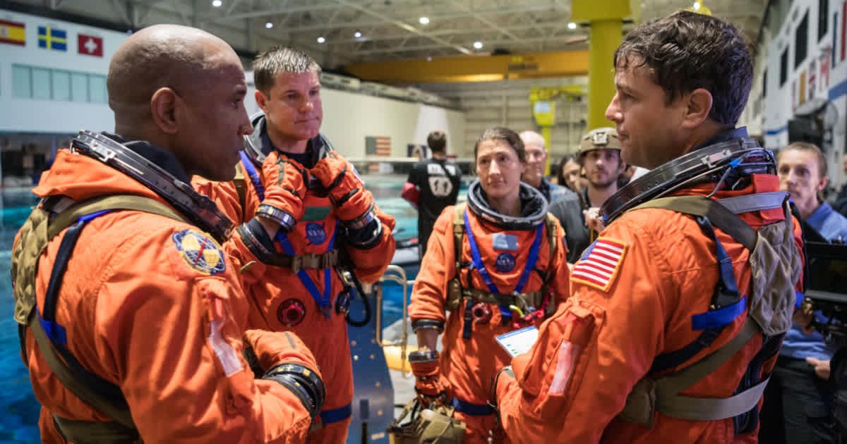 The Artemis II crew is pictured during training at NASA's Johnson Space Center in Houston. (Representative Image Source: NASA)