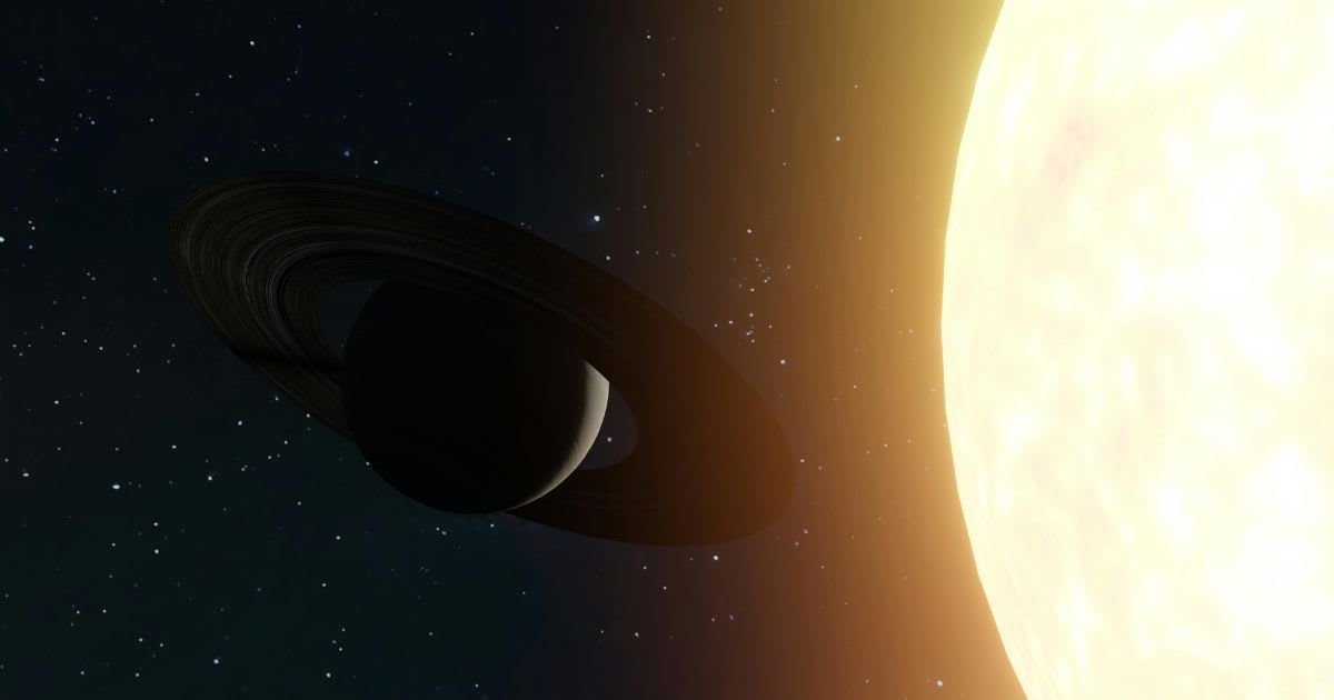 Saturn appears in silhouette near the bright Sun during conjunction, its rings faintly visible against space (Representative cover image source: Zelch Csaba / Pexels)