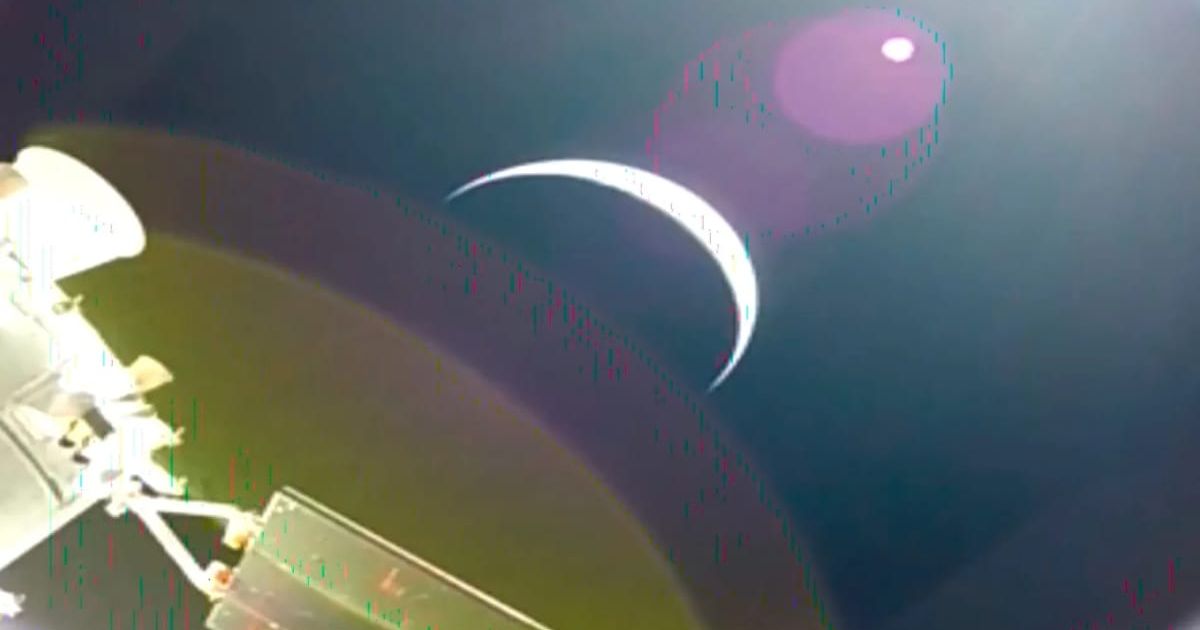 Earth’s crescent is seen from a solar array camera on the Orion spacecraft on the first flight day of the Artemis II mission. (Cover Image Source: NASA)
