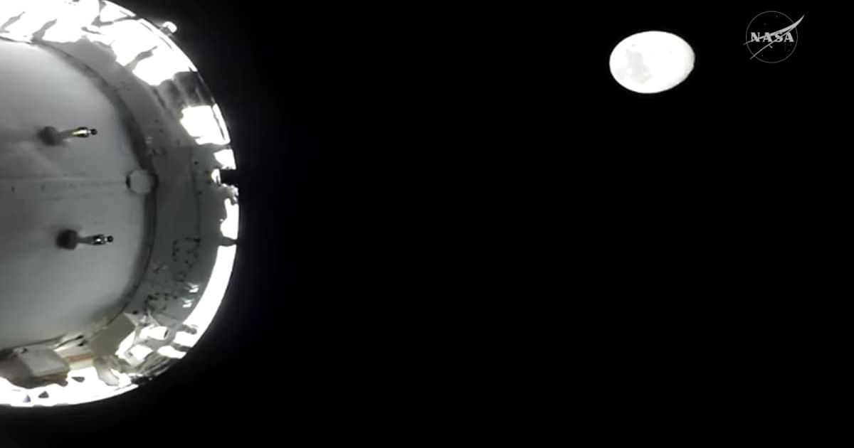 Image of the Artemis II Orion spacecraft with the Moon in the background. (Cover Image Source: NASA's live broadcast of Artemis II)