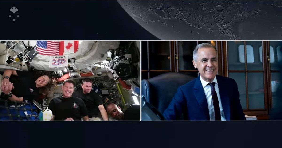 Artemis II flight crew in conversation with Canada’s PM Mark Carney. (Image Source: CSA Youtube)