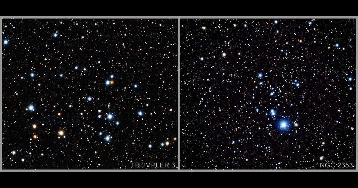 Processed X-ray images of open clusters (L) Trumpler 3 and (R) NGC 2353 (labeled).
(Cover Image Source: NASA | X-ray: NASA/CXC/Penn State Univ/K. Getman | Optical/IR: PanSTARRS | Image Processing: NASA/CXC/SAO/N. Wolk)