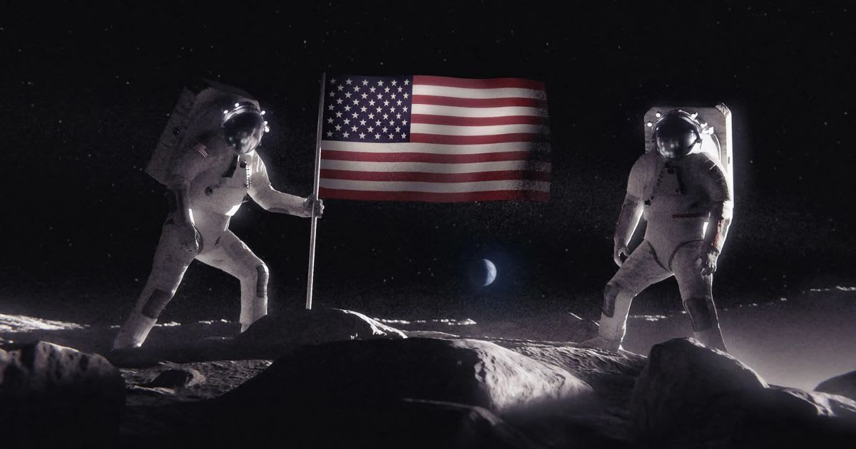 Artist’s concept showing two astronauts planting an American flag at the lunar South Pole. (Cover Image Source: NASA/Daniel O’Neal)