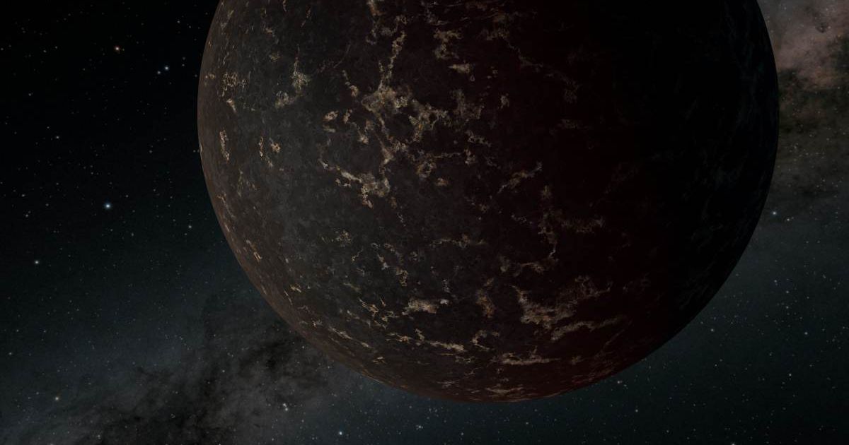 This artist's illustration depicts the exoplanet LHS 3844b, which is 1.3 times the mass of Earth and orbits an M dwarf star. (Image Source: NASA/JPL-Caltech)