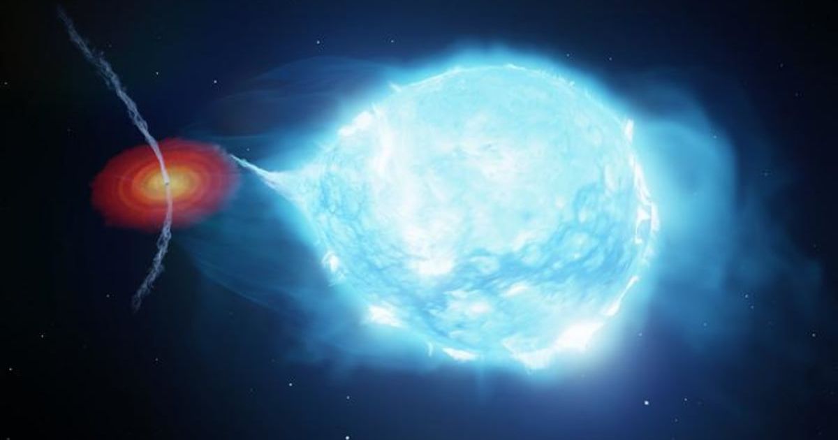 The strong stellar wind from the supergiant star pushes the jets launched by the black hole away from the star. (Representative Image Source: International Centre for Radio Astronomy Research)