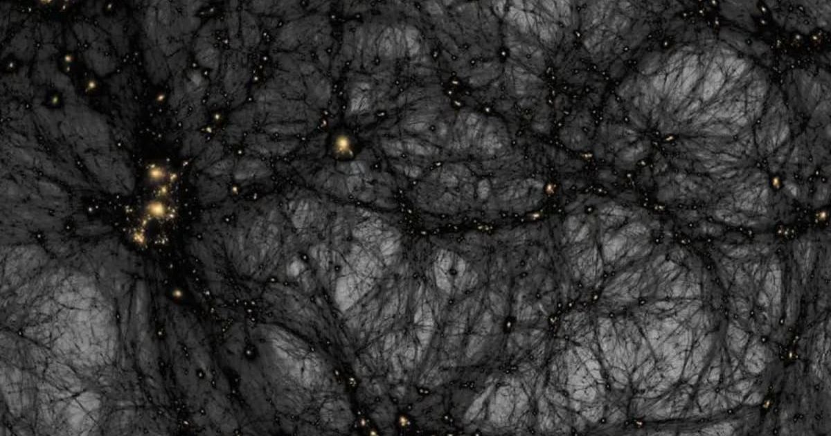 A simulation of the formation of dark matter structures from the early universe until today (Cover Image Source: Ralf Kaehler/SLAC National Accelerator Laboratory, American Museum of Natural History)