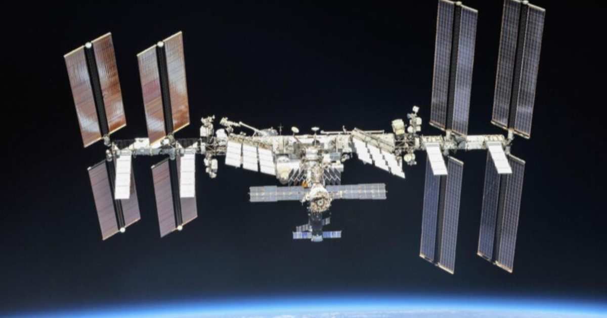 An image of the International Space Station against the dark sky (Image Source:  NASA | Roscosmos)