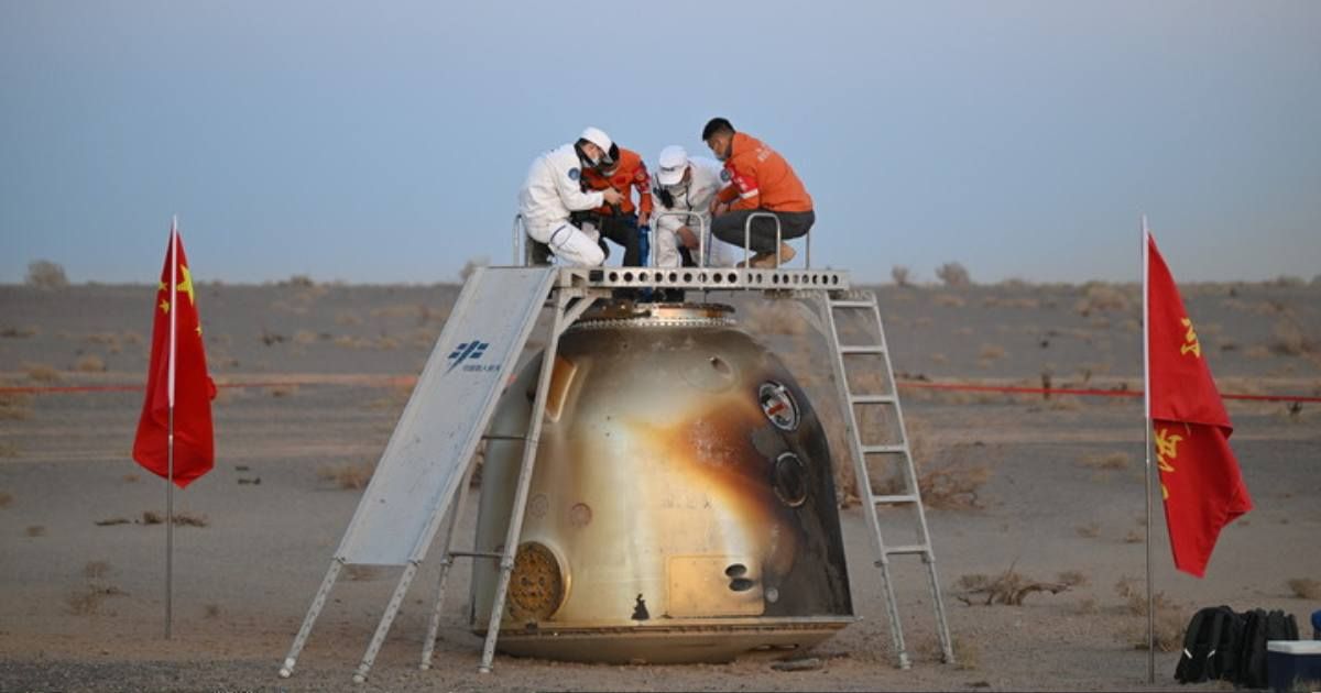 The Shenzhou-22 spacecraft is pictured at the Dongfeng landing site, May 29, 2026. (Cover Image Source: Xinhua | Lian Zhen)