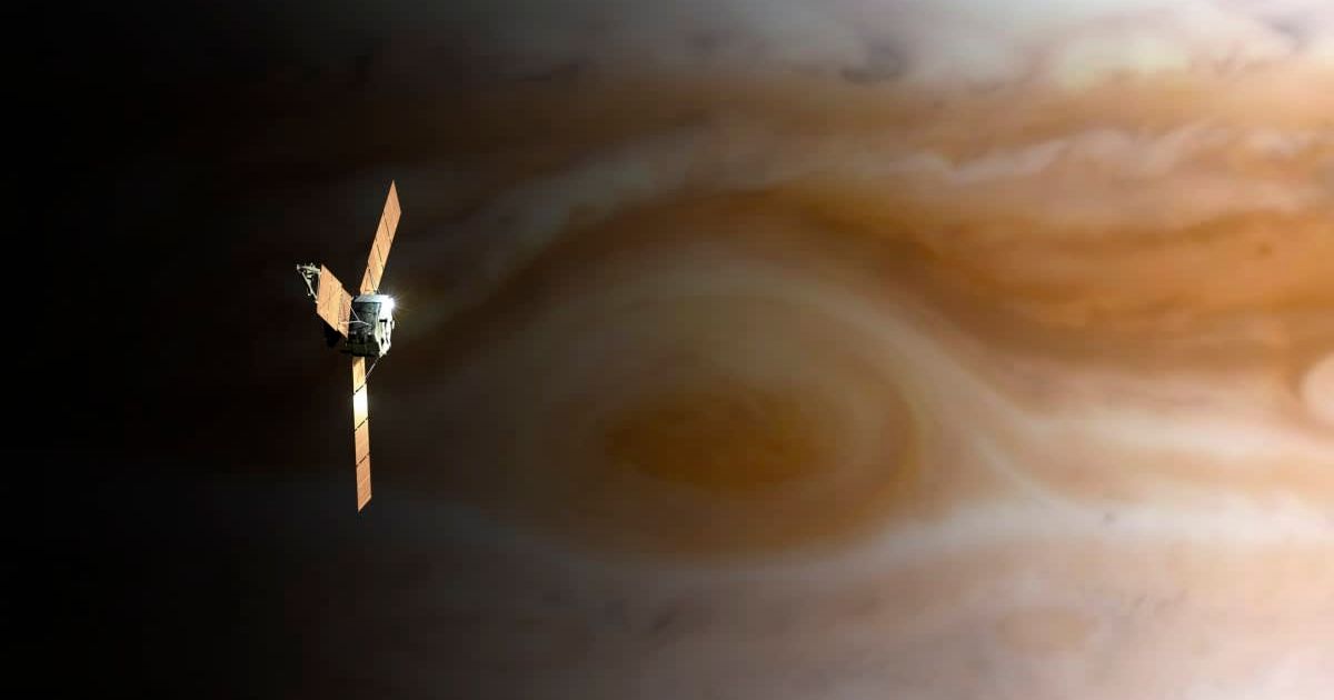 Juno spacecraft above Jupiter's Great Red Spot. (Cover Image Source: NASA)