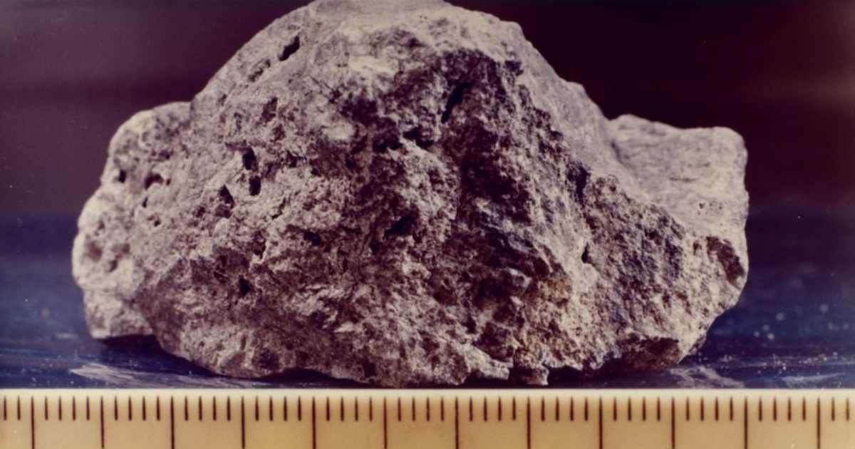 A close-up of a slice of lunar rock sample 12013, brought back from the Apollo 12 (Apollo XII) mission to the Manned Spacecraft Centre, Houston, Texas. Analysis reveals the rock to be around 4.6 billion years old. (Cover Image Source: MPI/Getty Images)