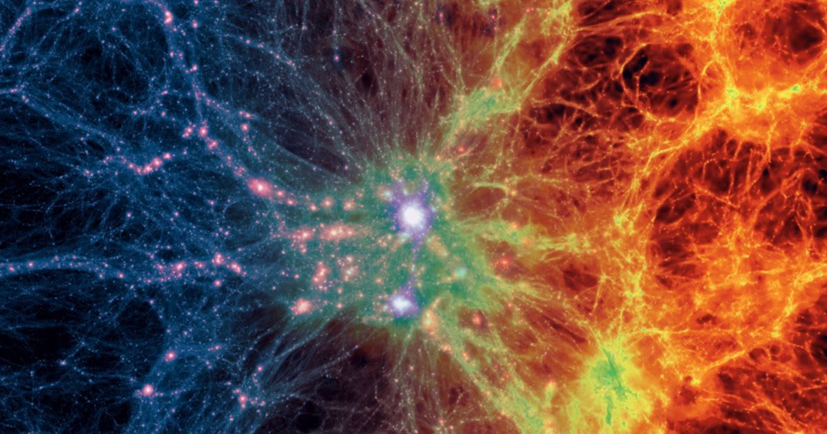 This image depicts a simulation of the ‘cosmic web’, the vast network of threads and filaments that extends throughout the Universe (Cover Image Source: ESA)