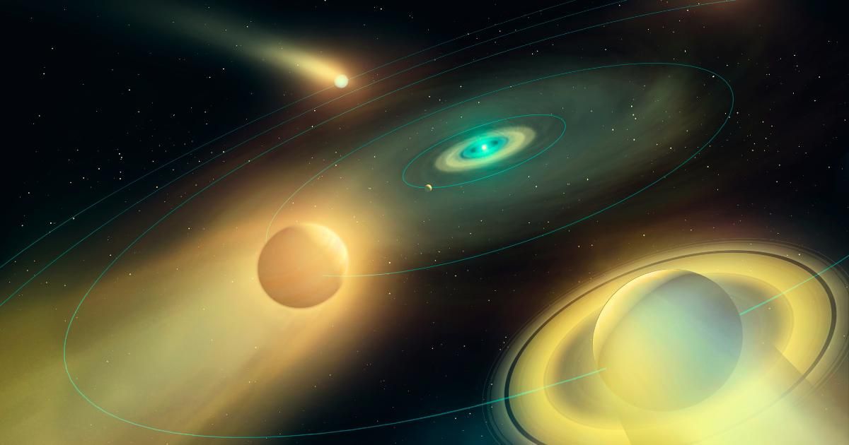 An illustration of the solar system from an oblique angle, in the far future, after the Sun has become a white dwarf. (Representative Cover Image Source: Getty| MARK GARLICK/SCIENCE PHOTO LIBRARY)