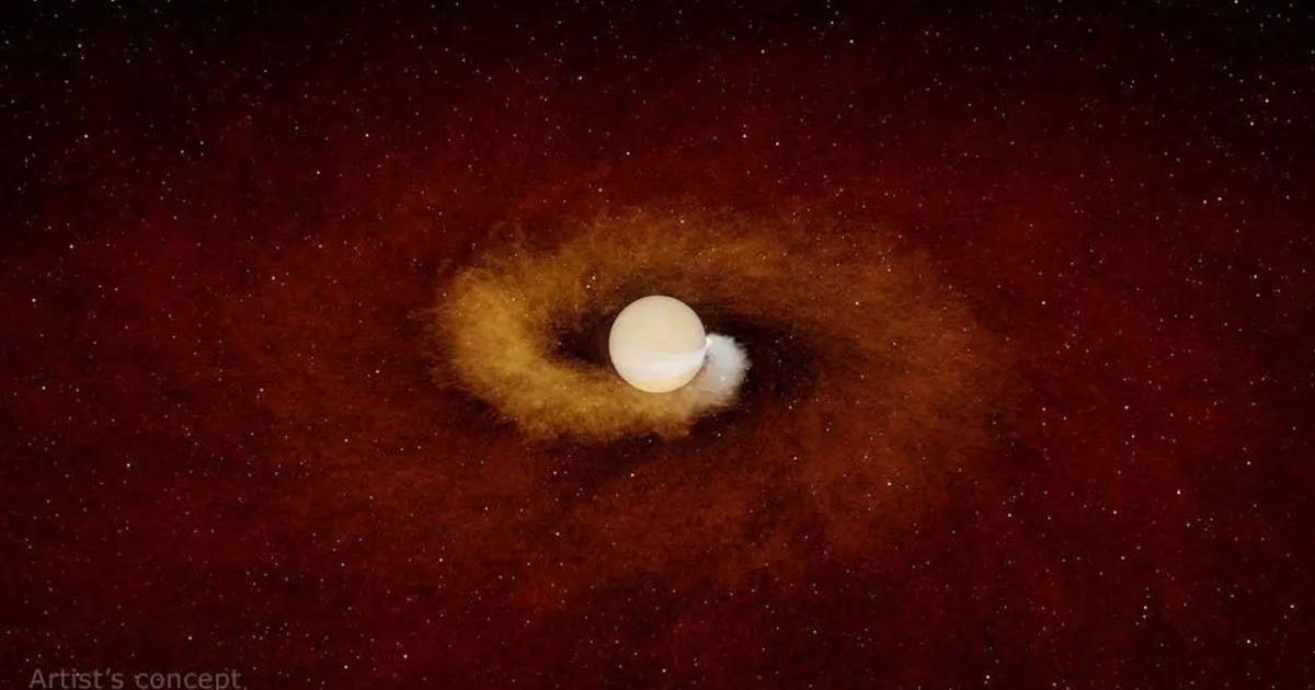 This artist’s concept shows a planet gradually spiraling into its host star. (Representative Cover Image Source: R. Hurt & K. Miller (Caltech/IPAC via NASA))