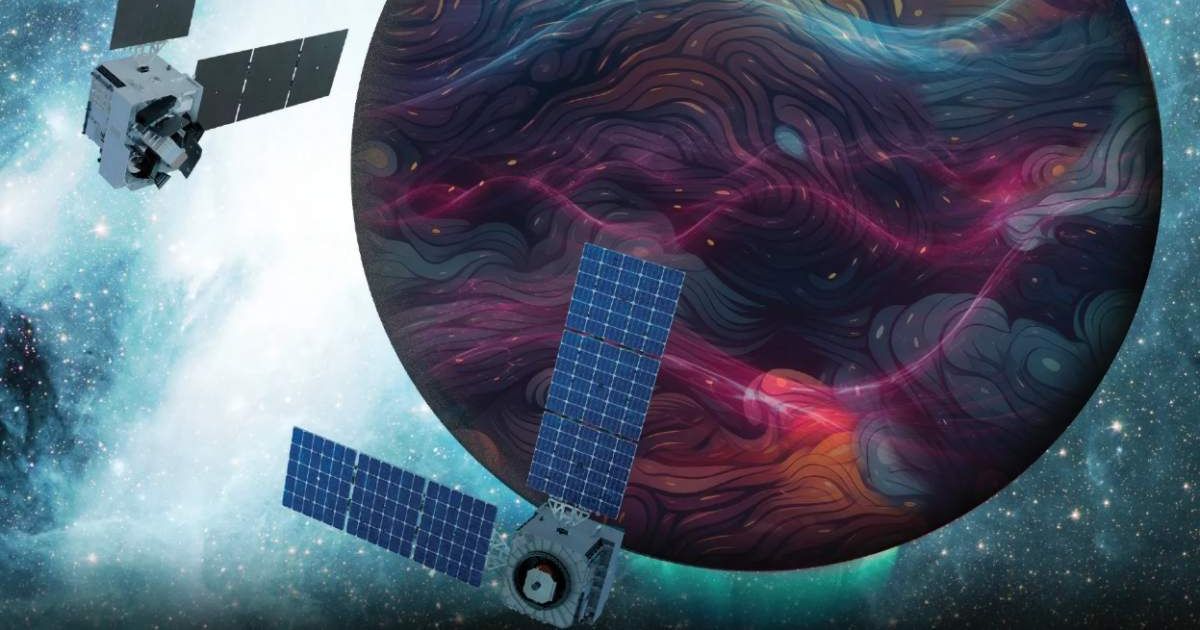 Artist’s rendition of the DAPHNE (Dynamic Atmosphere-Ionosphere Explorer) mission concept. (Representative Cover Image Source: Laboratory for Atmospheric and Space Physics | Mary Tostanoski)