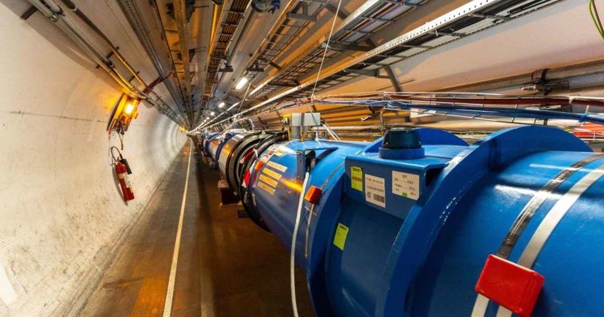 A part of the LHC tunnel is seen during the Open Days at the CERN particle physics research facility on September 14, 2019, in Meyrin, Switzerland. (Cover Image Source: Ronald Patrick/Getty Images)