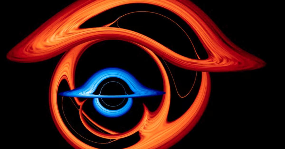 An illustration showing how orbiting black holes warp spacetime around themselves. (Representative Cover Image Source: NASA’s Goddard Space Flight Center/Jeremy Schnittman and Brian P. Powell)