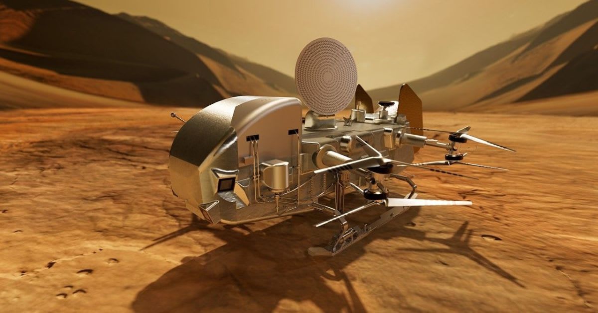 Artists' concept of the Dragonfly rotorcraft in a close up view. (Representative Image Source: NASA/Johns Hopkins APL)