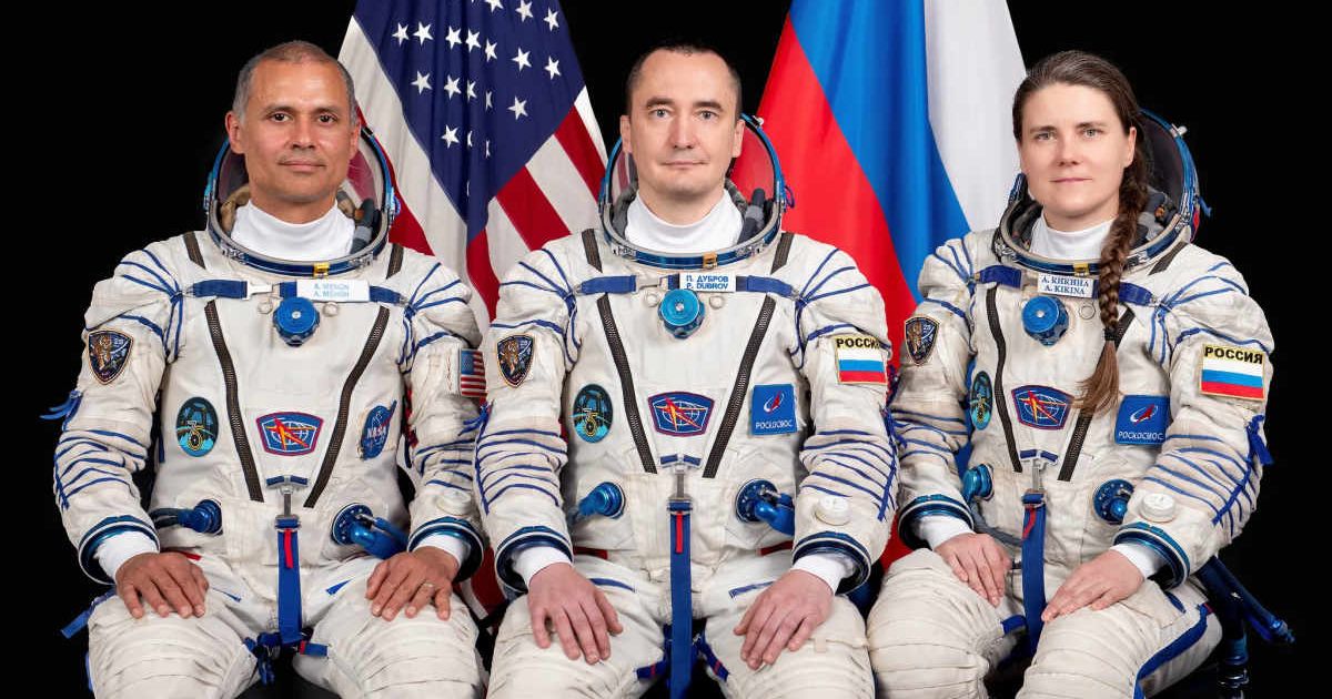 MS-29 members Anil Menon, Pyotr Dubrov and Anna Kikina (left to right). — (Cover Image Source: NASA)