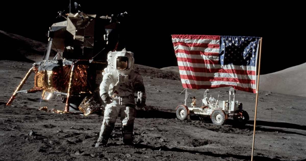 Astronaut Harrison H. Schmitt, Apollo 17 lunar module pilot, stands near the US flag on the Moon during an EVA for NASA's final lunar landing mission in the Apollo series. (Cover Image Source: NASA)