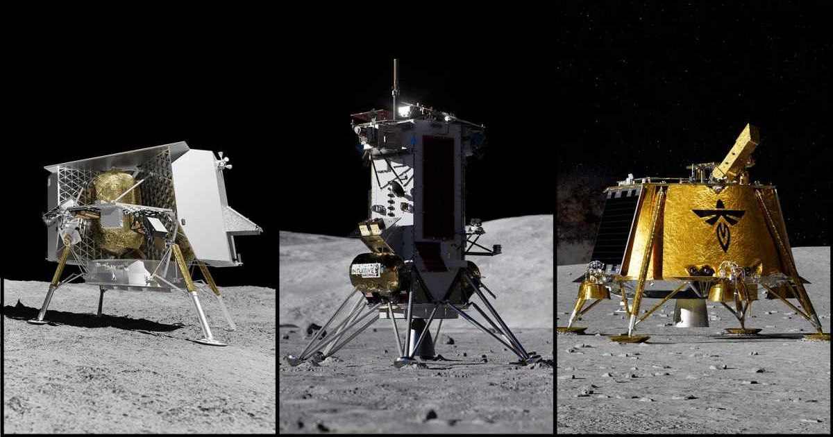 Artist's concept of lunar landers from Astrobotic, Intuitive Machines, and Firefly on the Moon. (Representative Cover Image Source: NASA)